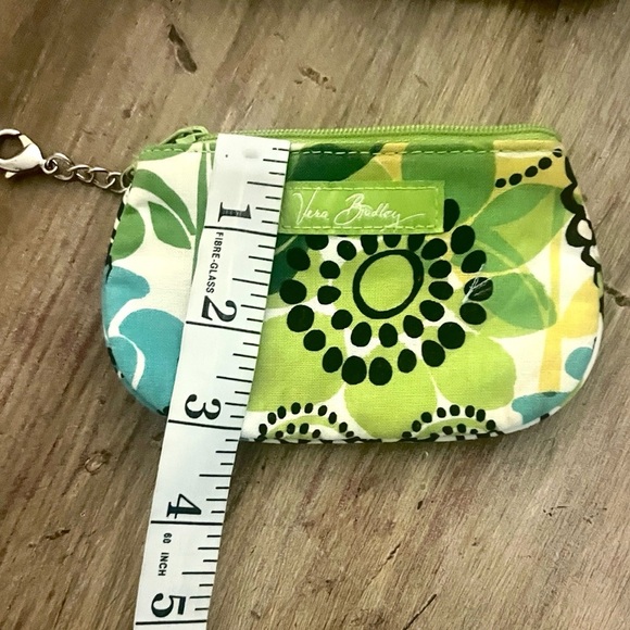 VTG Vera Bradley,Small Makeup Bag & Coin Purse, Blue, Green, Yellow Leaf Print - Picture 8 of 8